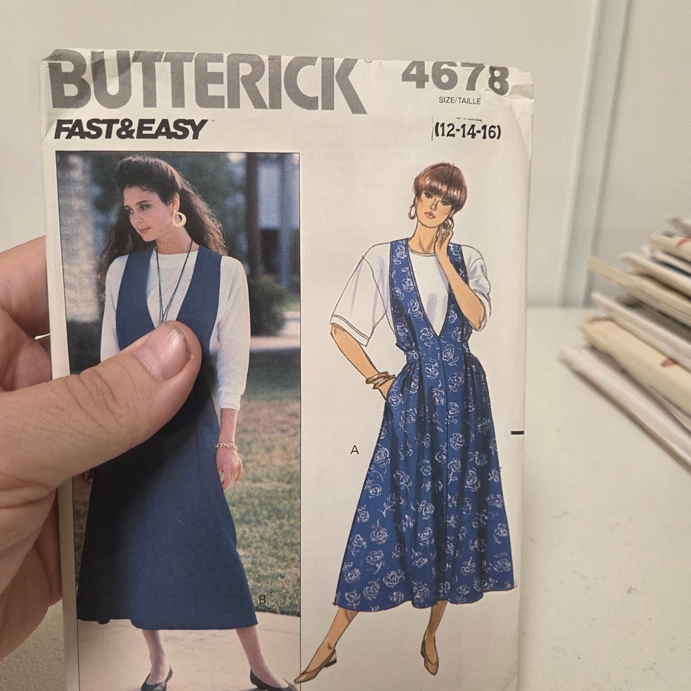 Butterick 4678 Sewing Pattern Misses Jumper Dress Top Size 12-14-16 Fast Easy